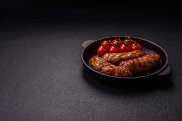 Grilled pork or chicken sausages with salt, spices and herbs
