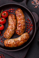 Grilled pork or chicken sausages with salt, spices and herbs
