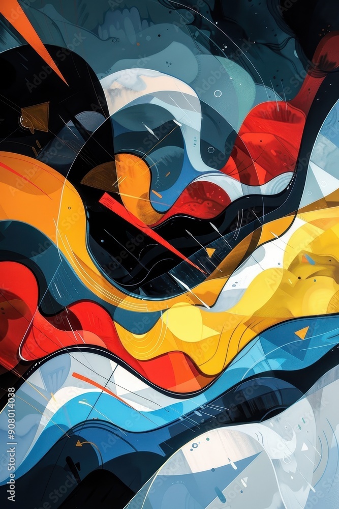 Poster tranquil wave pattern: serene abstract design with soft rhythmic lines and calming colors for relaxa