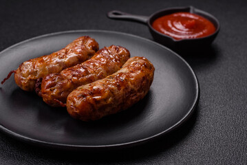 Grilled pork or chicken sausages with salt, spices and herbs
