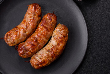 Grilled pork or chicken sausages with salt, spices and herbs