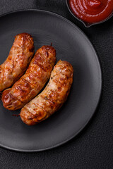 Grilled pork or chicken sausages with salt, spices and herbs