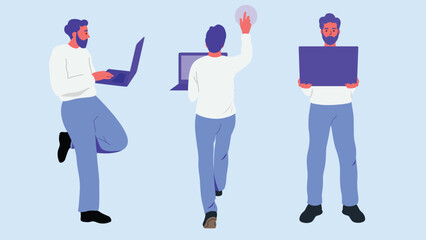 character design- Different Positions with the Computer