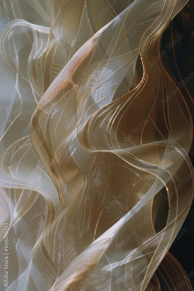 Poster serene rhythm: abstract soft wavy lines in calming hues ar 916 sref random