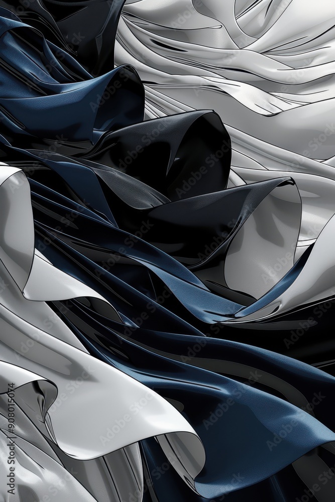 Aufkleber Serene Abstract Design of Flowing Rhythmic Waves in Calming Colors