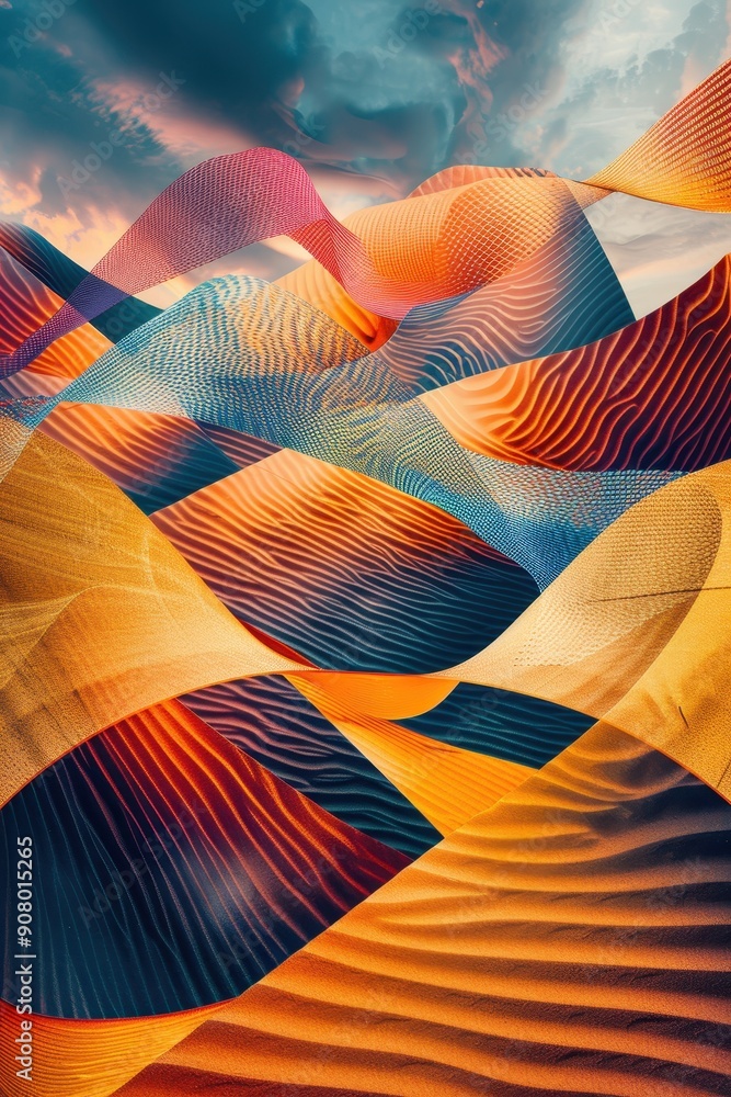 Poster serene abstract wave patterns in calming colors for tranquil background