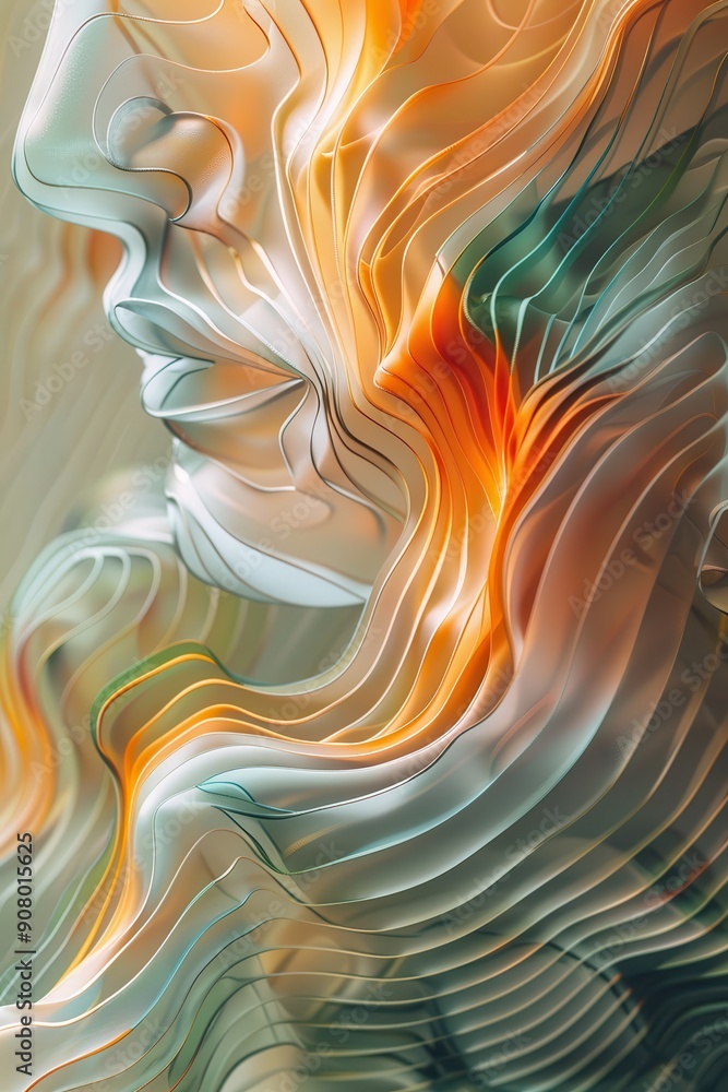 Aufkleber serene abstract wave pattern with soft rhythmic lines in calming colors