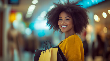 Joyful Young Woman Enjoying a Shopping Experience