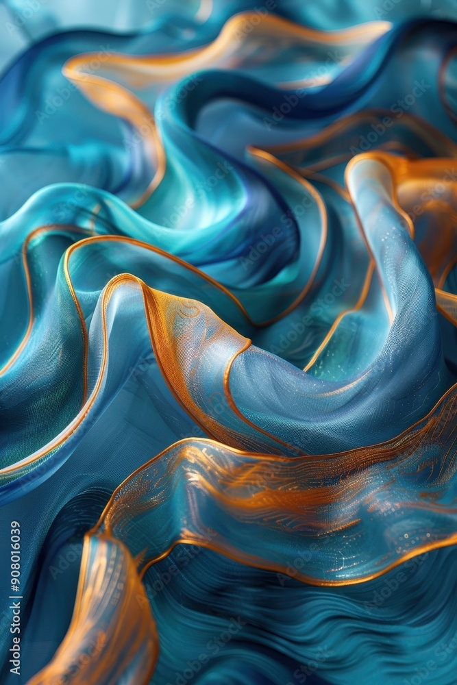 Poster serene flowing wave patterns abstract art - calm waves in rhythmic motion