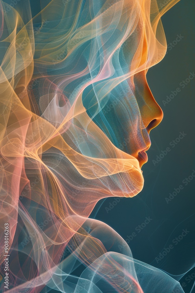 Aufkleber serene wave patterns on abstract background ar 916