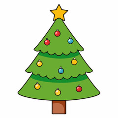 Fototapeta premium green christmas tree, christmas tree vector illustration, christmas vector art, tree silhouette, tree vector icon, eps