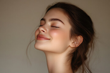 Fototapeta premium A close up of a girl's face with her eyes closed