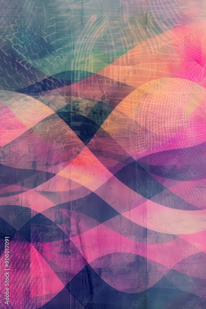 Aufkleber serene wave patterns in soft pastel tones - abstract background