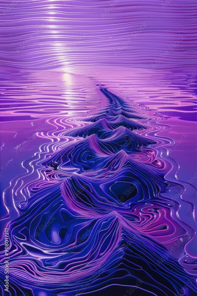 Poster serene rhythmic wave patterns in abstract style with calming colors