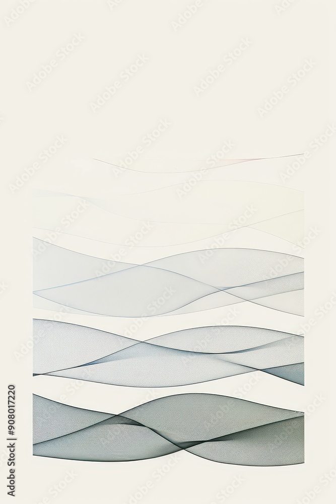 Aufkleber serene rhythmic wave patterns in muted tones - abstract background design for relaxation and meditat