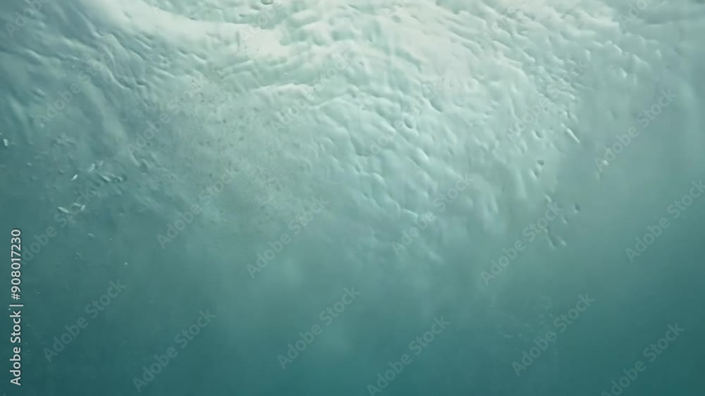 Poster bubbles and particles in underwater environment at dusk generative ai
