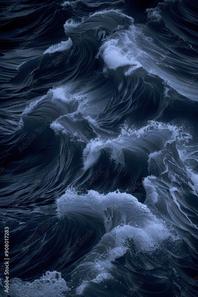 Poster serene blue waves: abstract rhythmic patterns for calm background