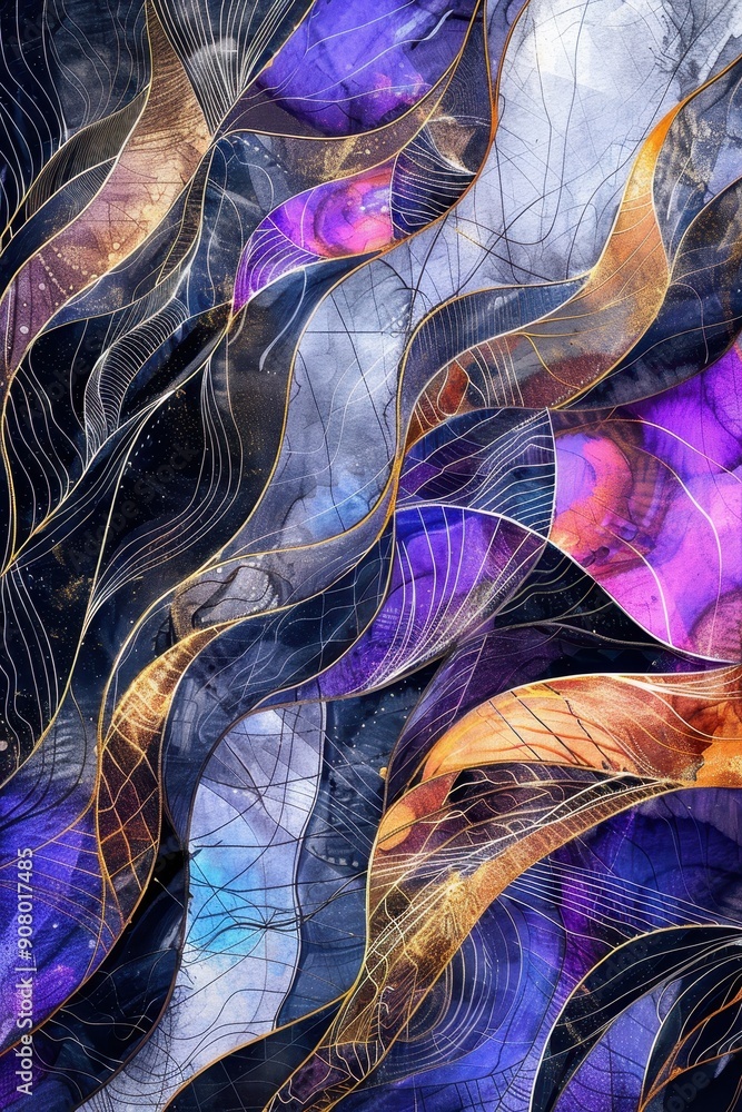 Aufkleber serene wave patterns - tranquil abstract background in soft pastel colors