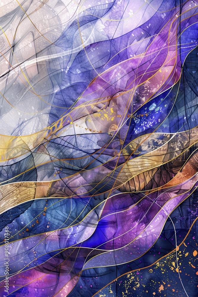 Aufkleber serene pastel waves - abstract background with soothing rhythmic patterns in soft colors