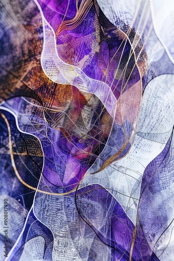 Poster serene rhythmic waves - abstract background with pastel color palette for relaxation and meditation