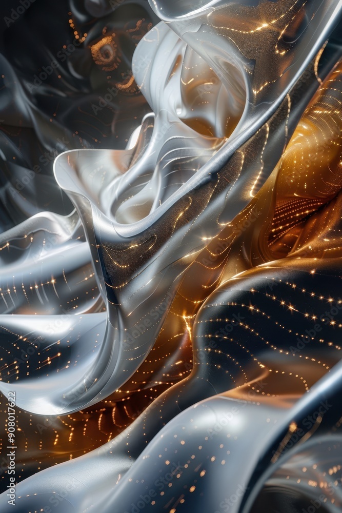 Poster Tranquil Wave Patterns: Abstract Background in Muted Tones