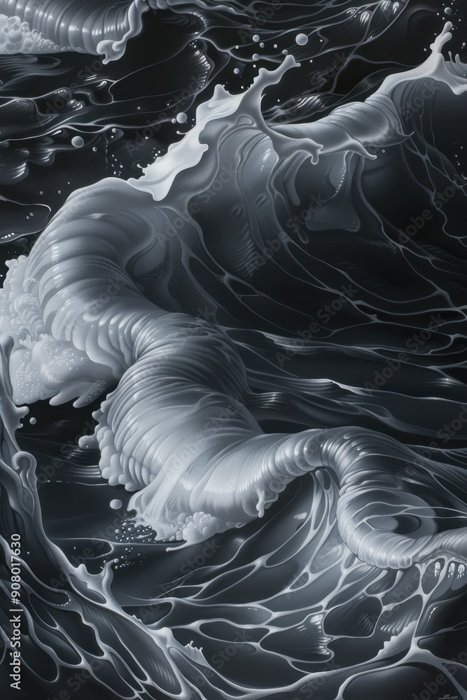 Aufkleber ocean rhythms - flowing wave patterns on soft blue abstract background