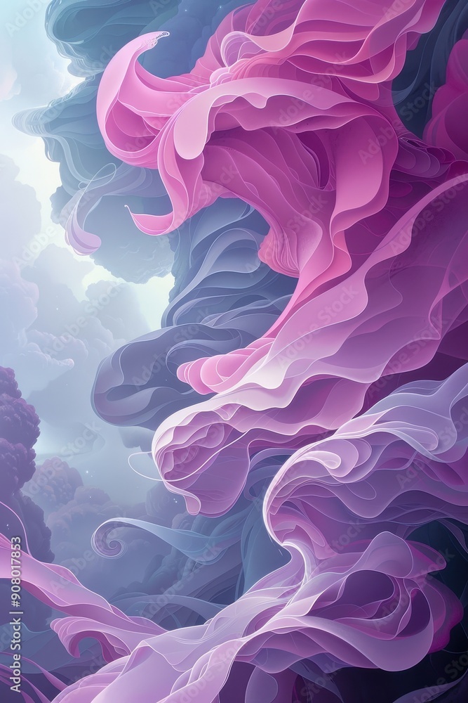 Poster tranquil wave patterns - abstract serenity in calming pastel colors