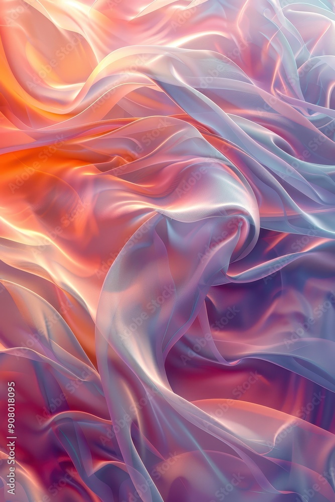 Poster serene rhythmic wave patterns: abstract background in soft pastel colors