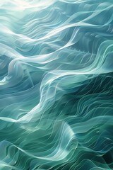 Obraz premium Serene Abstract Wave Patterns in Soft Blue and Green - Relaxing Background Design
