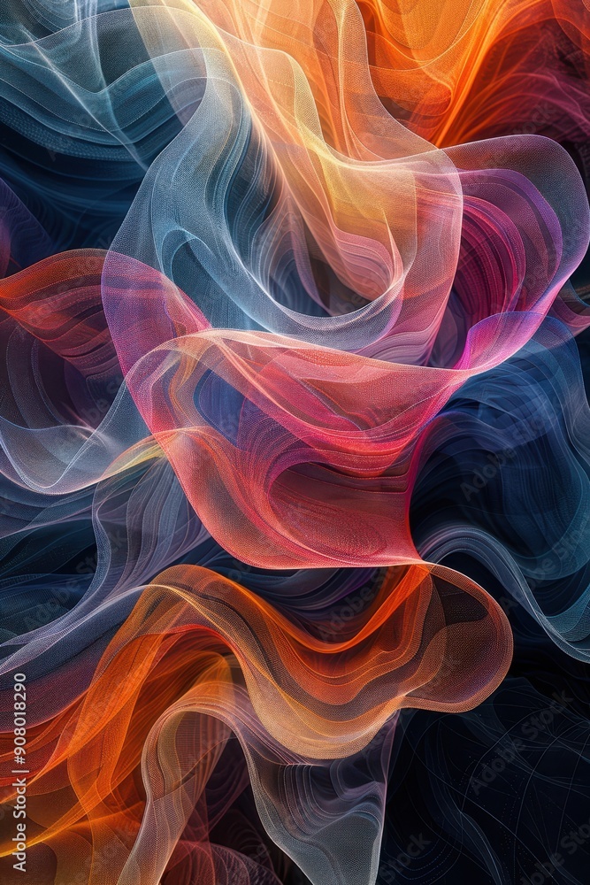 Poster Tranquil Wave Patterns: Serene Abstract Design with Soothing Tones for Relaxation and Harmony