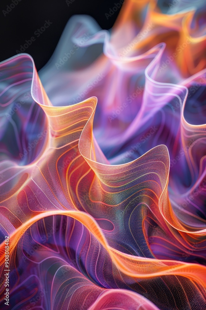 Poster serene rhythms: abstract wave patterns in soft, calming colors