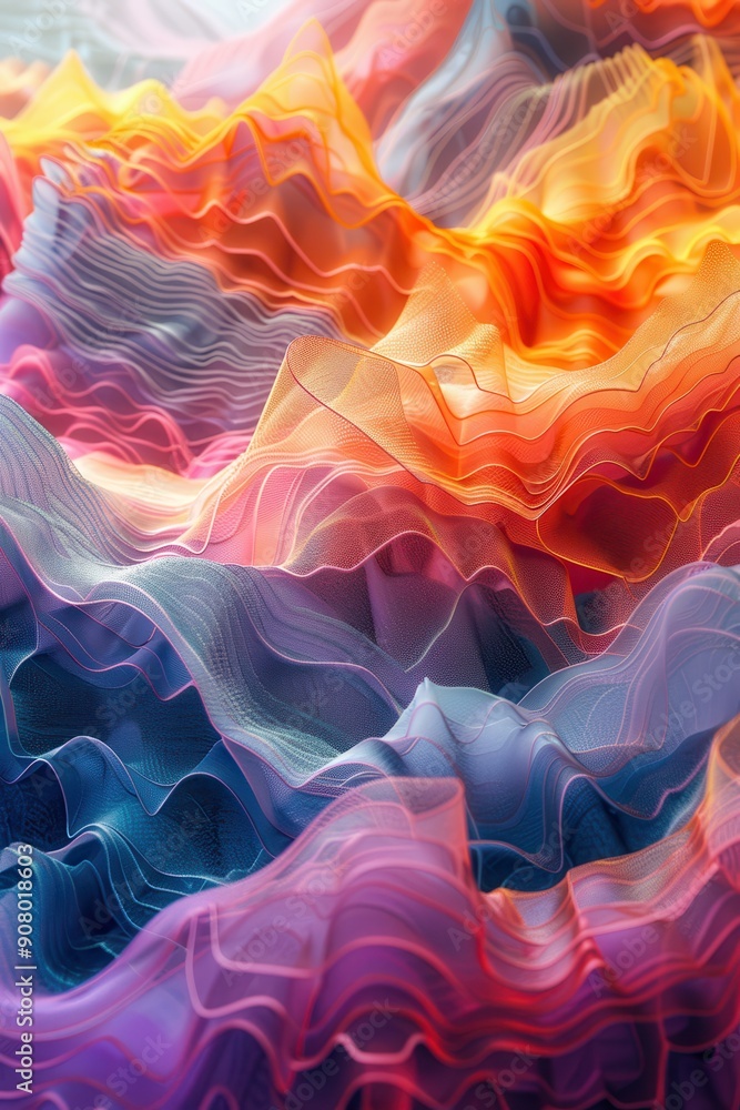 Aufkleber serene abstract wave patterns in calming colors