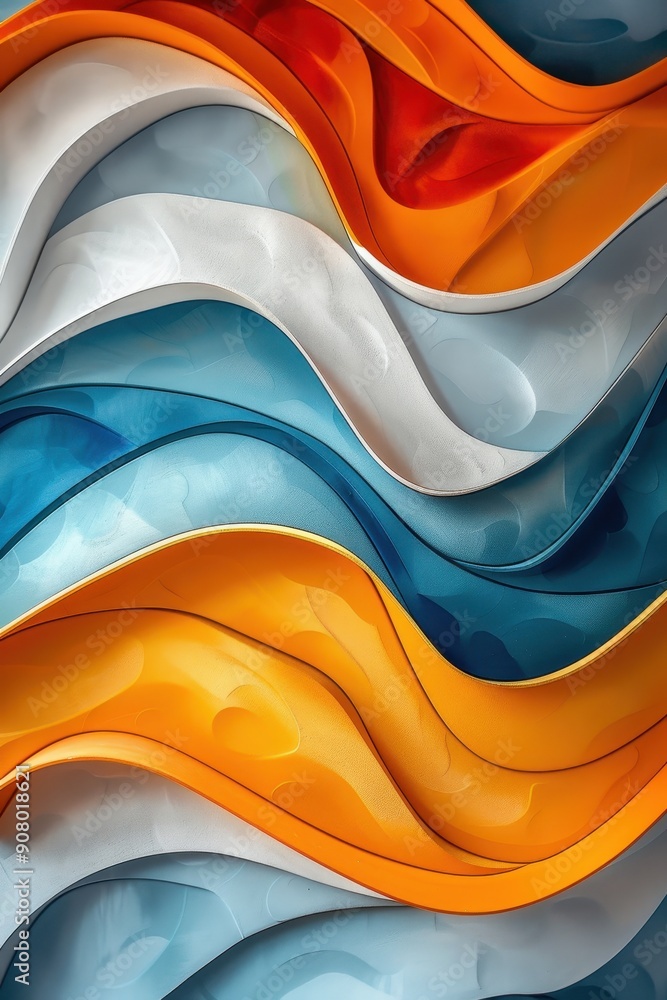 Poster serene abstract wave patterns in calming colors for relaxation and tranquility