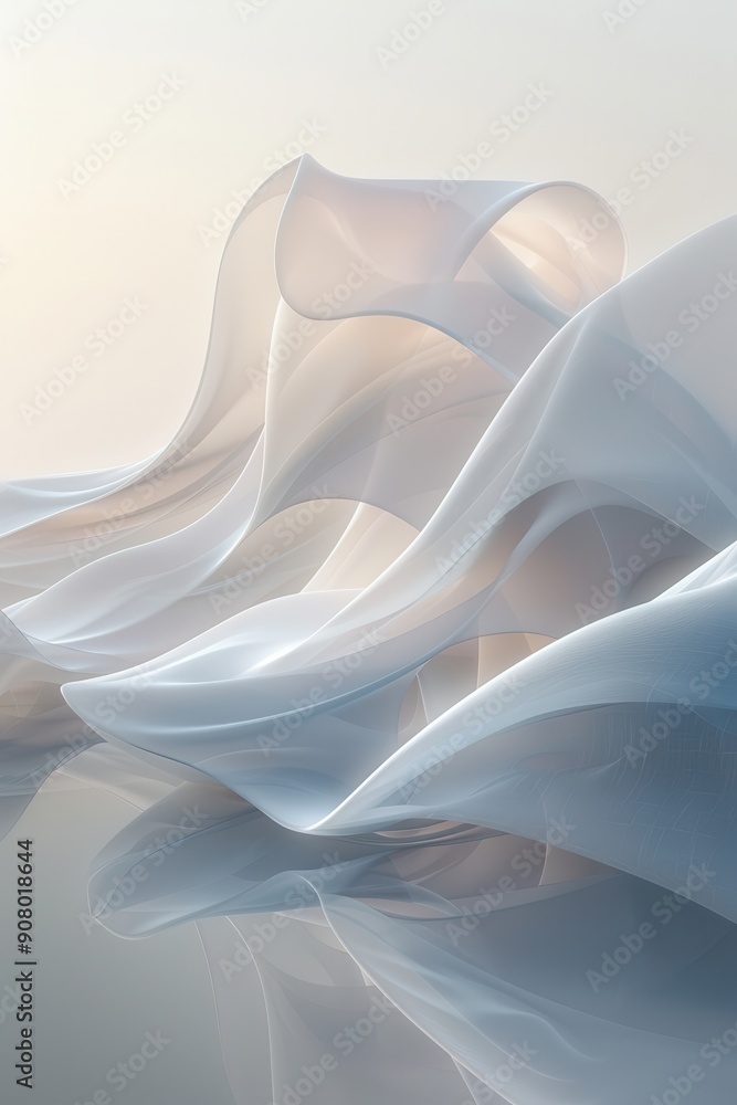 Poster Serene Waves of Muted Tones - Abstract Rhythmic Patterns for Calming Background