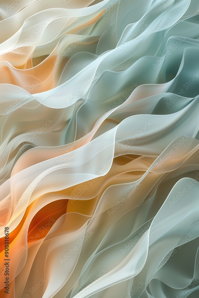 Poster Serene Rhythmic Wave Patterns in Muted Tones for Calming Backgrounds