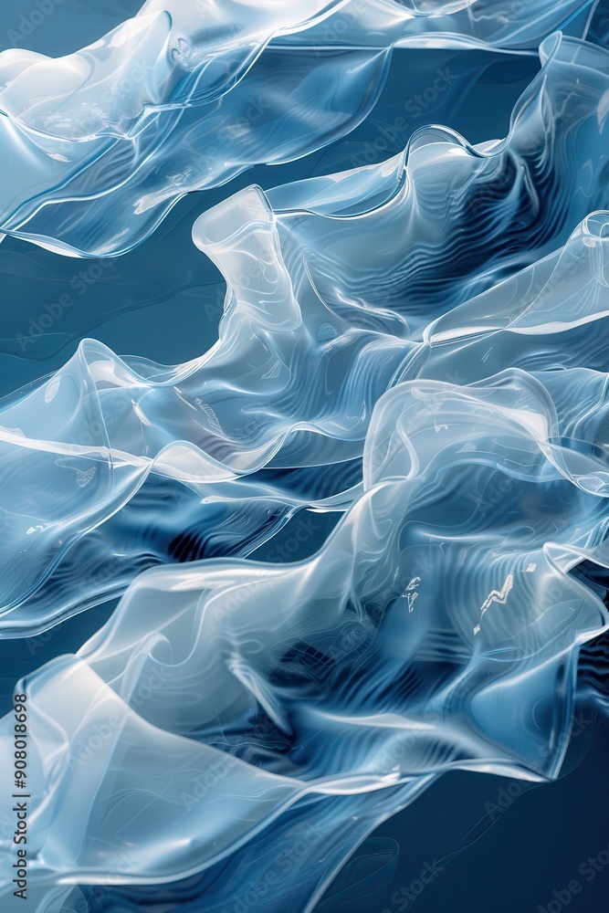 Aufkleber serene wave patterns on soft blue background - abstract and soothing ocean-inspired design for relax