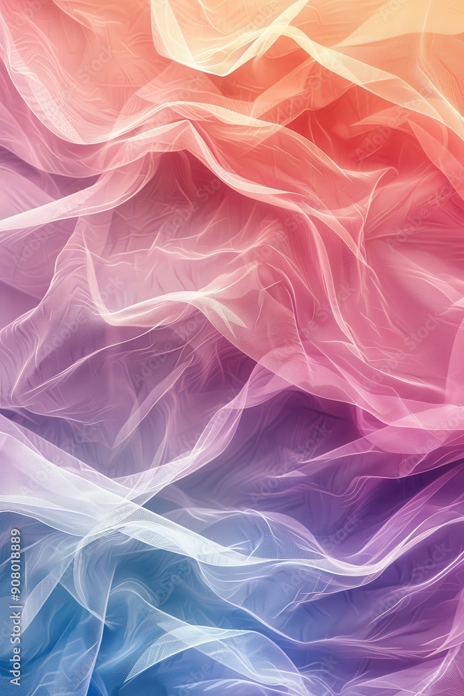 Poster serene rhythmic wave patterns - abstract pastel colored background for relaxation and harmony