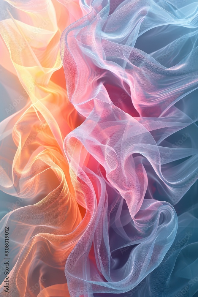 Poster serene pastel wave patterns - abstract background of calm rhythmic design in relaxing colors