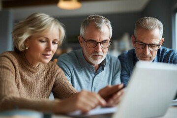 Experienced Financial Adviser Assisting Couple with Mortgage Options Consultation