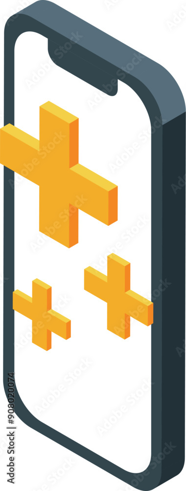 Poster smartphone is displaying plus signs, representing adding new contacts to a contact list or adding to