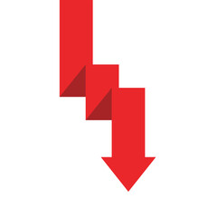 red business arrow pointing down zig zag