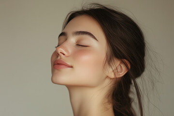 Fototapeta premium A close up of a girl's face with her eyes closed