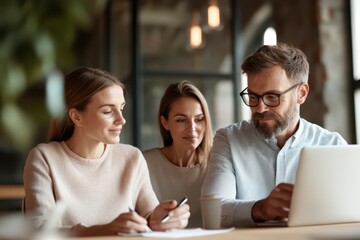 Financial Adviser Discussing Future Finances with Couple - Profile View