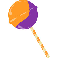 Orange-purple lollipop. Halloween treats. Isolated. 