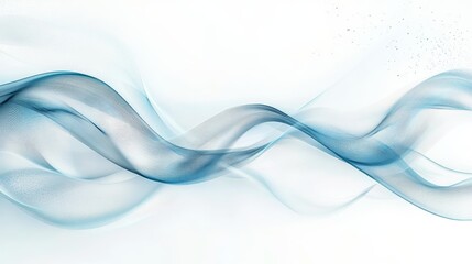 Abstract blue smoke wave flowing on white background. Perfect for design, website, or presentation.