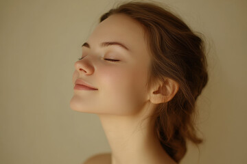 Fototapeta premium A close up of a girl's face with her eyes closed