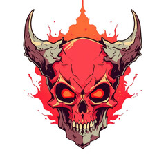 Fototapeta premium Fiery Demon Skull Illustration