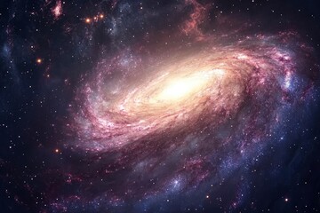 Obraz premium Captivating view of a spiral galaxy vortex with detailed stars and nebulae, showcasing the dynamic beauty and phenomena of deep space, ai