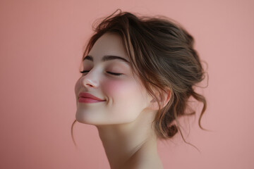 Fototapeta premium A close up of a girl's face with her eyes closed