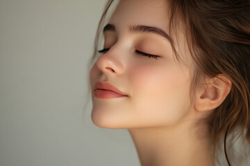 Fototapeta premium A close up of a girl's face with her eyes closed